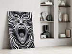 Op-art artwork in a cinema-room accent wall