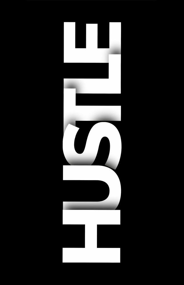 Hustle Bold Black Glass Wall Art