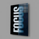 Conceptual design-poster panel anchoring a co-working space wall