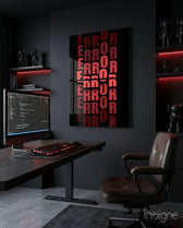 Error Red Alert Glass Wall Art - Lifestyle preview in a designer interior