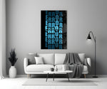 Glitch glass print bringing digital edge to a teen's bedroom