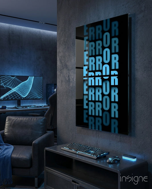 Error Repeated Glass Wall Art - Lifestyle preview in a designer interior