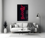 Typography glass print bringing reflective mood to a creative studio