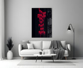 Typography glass print bringing reflective mood to a creative studio