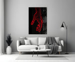 Line-art glass print bringing graphic edge to a teen's bedroom