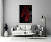 Line-art glass print bringing graphic edge to a teen's bedroom