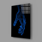 Line-art panel anchoring a designer's office wall
