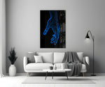 Line-art glass print bringing graphic edge to a teen's bedroom