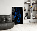 Hand outline panel against a moody black-painted accent wall