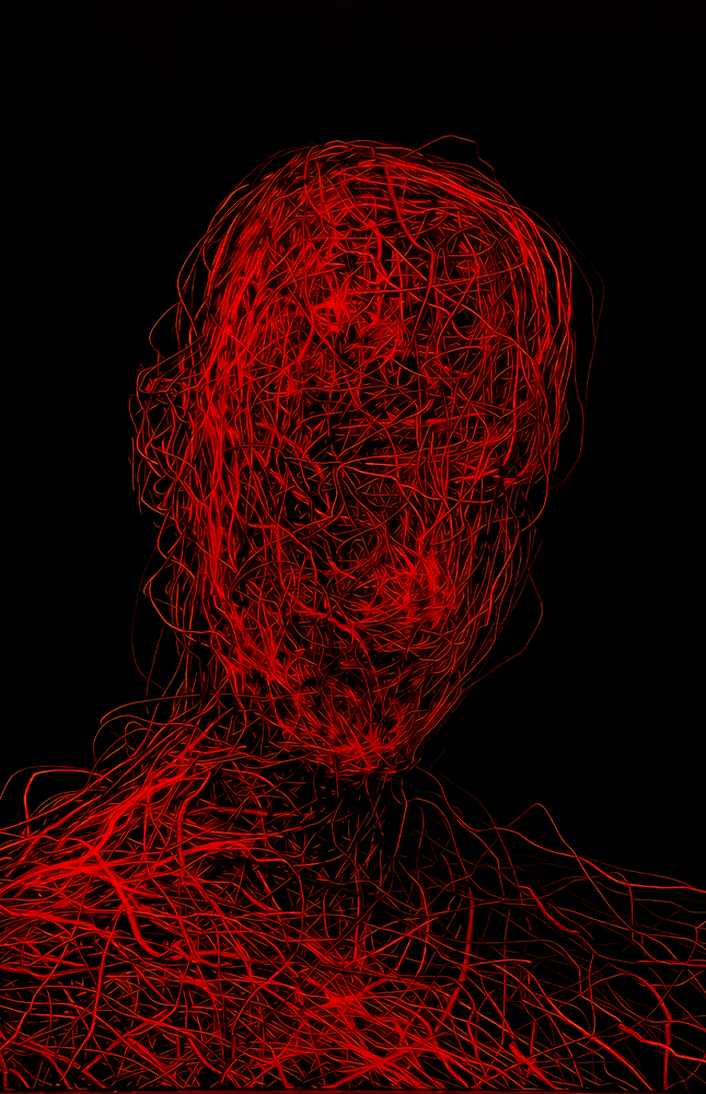 Red Tangle Portrait Glass Wall Art