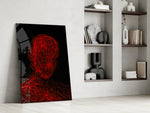 Conceptual portrait artwork in a teen's bedroom with sophisticated palette