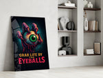 Comic-horror artwork in a man cave with vibrant accents