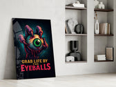 Comic-horror artwork in a man cave with vibrant accents