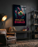 Eyes of the Apocalypse Glass Wall Art - Lifestyle preview in a designer interior