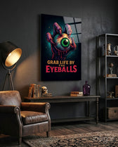 Eyes of the Apocalypse Glass Wall Art - Lifestyle preview in a designer interior