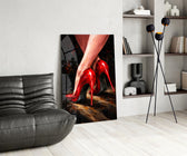 Stiletto panel against a moody dark-painted accent wall