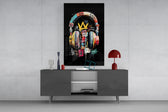 Urban Graffiti Headphones glass wall art catching light to reveal its scribble texture