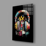 Basquiat-style panel anchoring a teen's bedroom wall