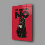 Bold cat-poster panel anchoring a breakfast nook wall