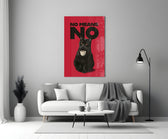 Cat-poster glass print bringing wit to a women's home office
