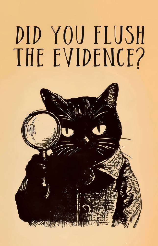 Vintage Cat Detective Glass Wall Art