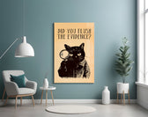 Cat detective artwork styled in a teen's bedroom with vintage palette