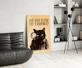 Detective cat panel against a warm-cream painted accent wall