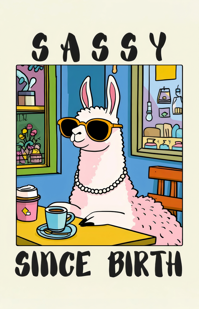 Sassy Llama in Sunglasses Glass Wall Art