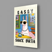 Cartoon humor-poster panel anchoring a teen's bedroom wall