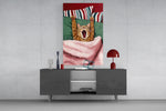 Yawning Cat artwork styled in a children's bedroom with cozy accents
