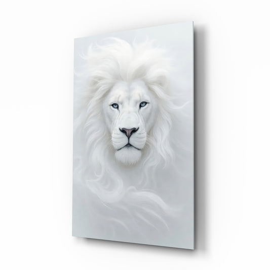 Cuadro de vidrio León blanco