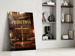 Objection panel resting in a shelving niche in a modern office