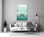 soak golden lotus water crown panel bringing character to a minimalist living room wall