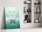 soak golden lotus water crown panel resting in a shelving niche in a modern interior