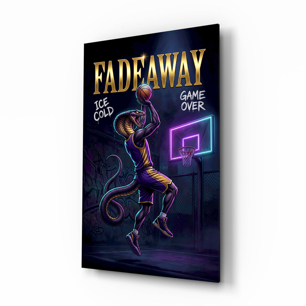 Fadeaway Cobra Jump Shot Glass Wall Art - Lifestyle preview in a designer interior