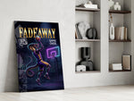 fadeaway cobra baller jump shot panel resting in a shelving niche in a modern interior