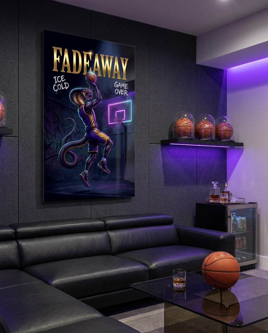 Fadeaway Cobra Jump Shot Glass Wall Art