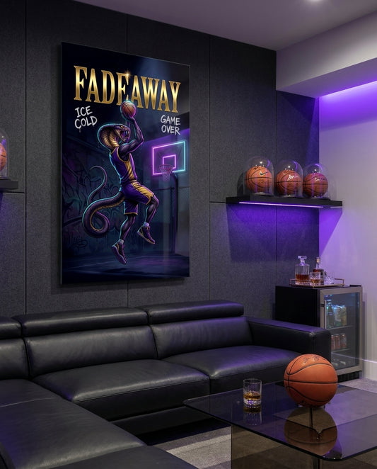 Fadeaway Cobra Jump Shot Glass Wall Art