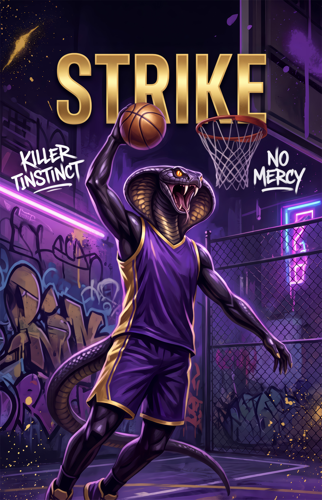Strike Cobra Slam Dunk Glass Wall Art