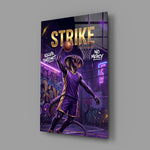 strike cobra baller slam dunk glass wall art angled to show the polished tempered glass panel
