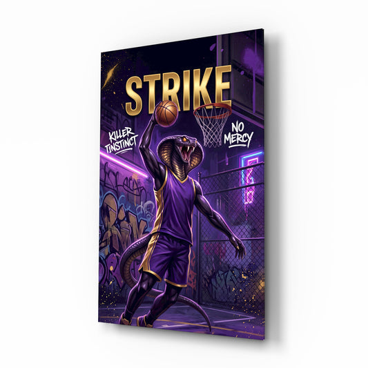 Strike Cobra Slam Dunk Glass Wall Art - Lifestyle preview in a designer interior