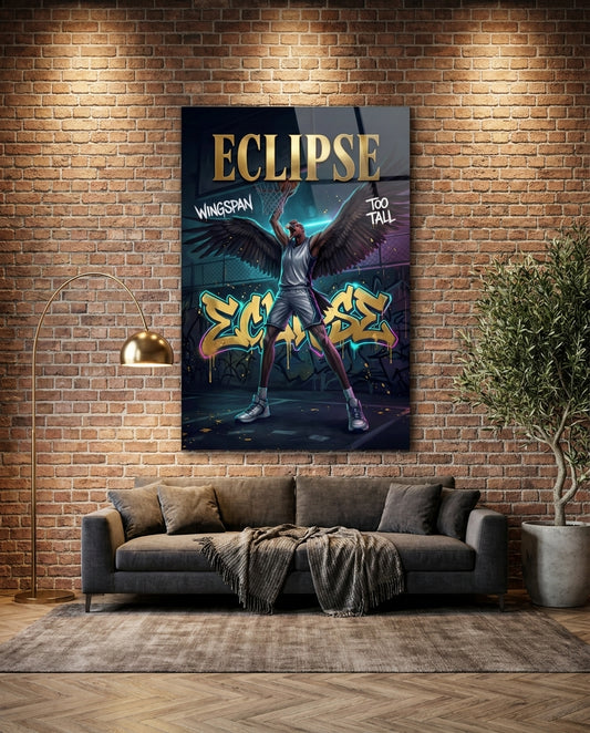 Eclipse Black-Winged Baller Glass Wall Art