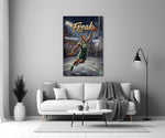 freak antlered stag baller panel bringing character to a minimalist living room wall