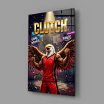 clutch bald eagle baller victory glass wall art angled to show the polished tempered glass panel