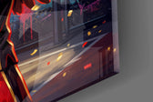 Close-up detail of the spread eagle wings and clenched celebration fists on the glass surface