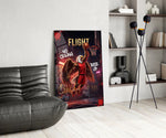 flight bald eagle baller slam dunk glass wall art leaning beside a dark leather sofa