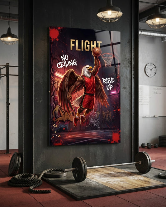 Flight Bald Eagle Slam Dunk Glass Wall Art