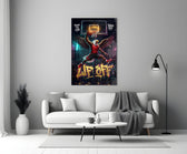 eagle basketball player dunking panel bringing character to a minimalist living room wall