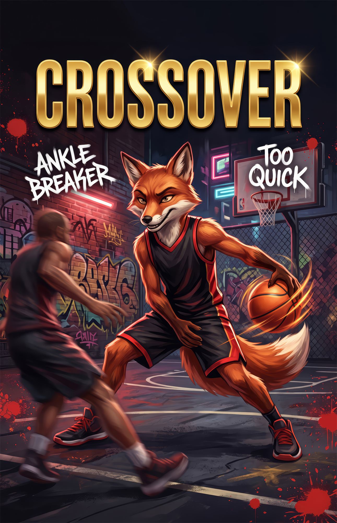 Crossover Fox Streetball Dribble Glass Wall Art