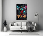 gorilla basketball player dunking one-handed panel bringing character to a minimalist living room wall